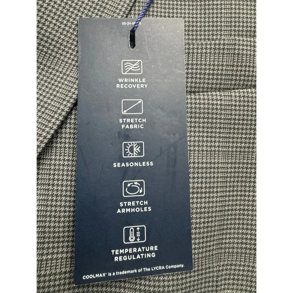 Stafford Men 48L Gray CoolMax Performance Wool Blend Classic Suit Jacket Blazer